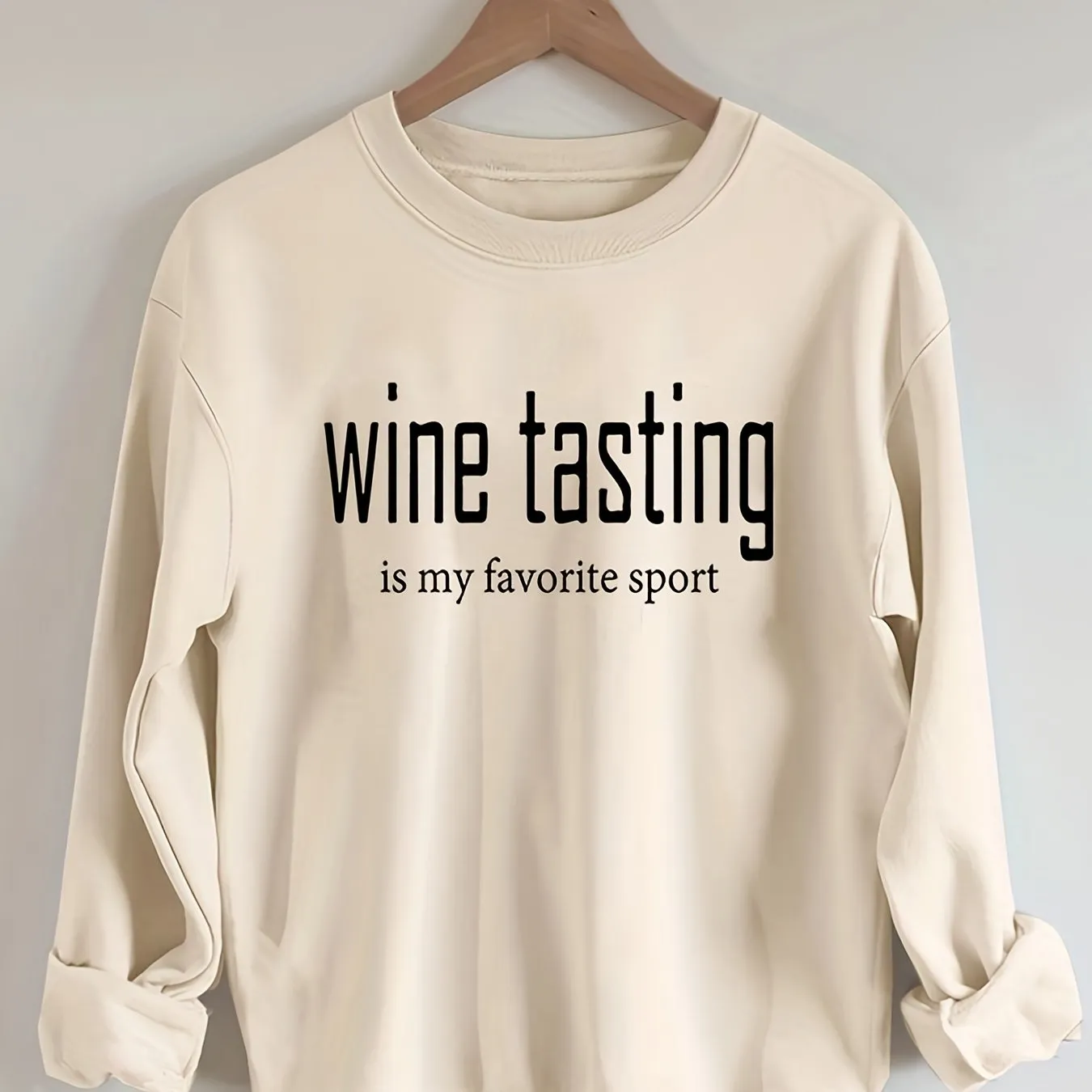 Womens Wine Tasting Art Sweatshirt - Stylish Casual Long Sleeve Crew Neck - Lightweight Pullover for Spring & Fall Transseasonal Fashion