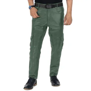 Ylira Men's Green Leather Cargo Pants