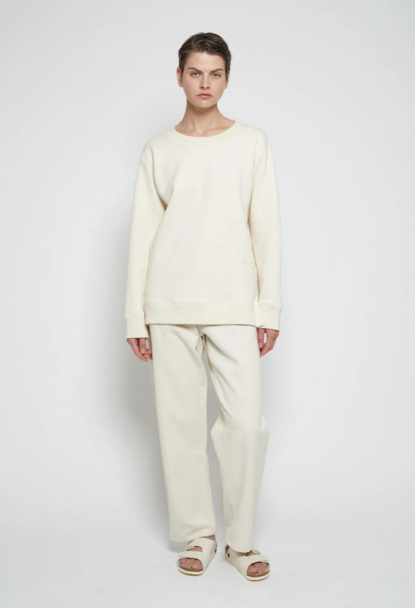 ZHI - Oversized Cotton Sweater in Greige