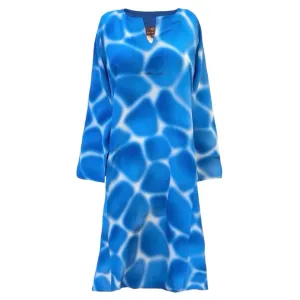 Zirafa Giraffa Pool Blue Italian Silk Midi Tunic